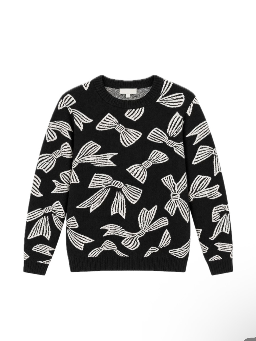 LOFT Black Sweater with White Bow Motif